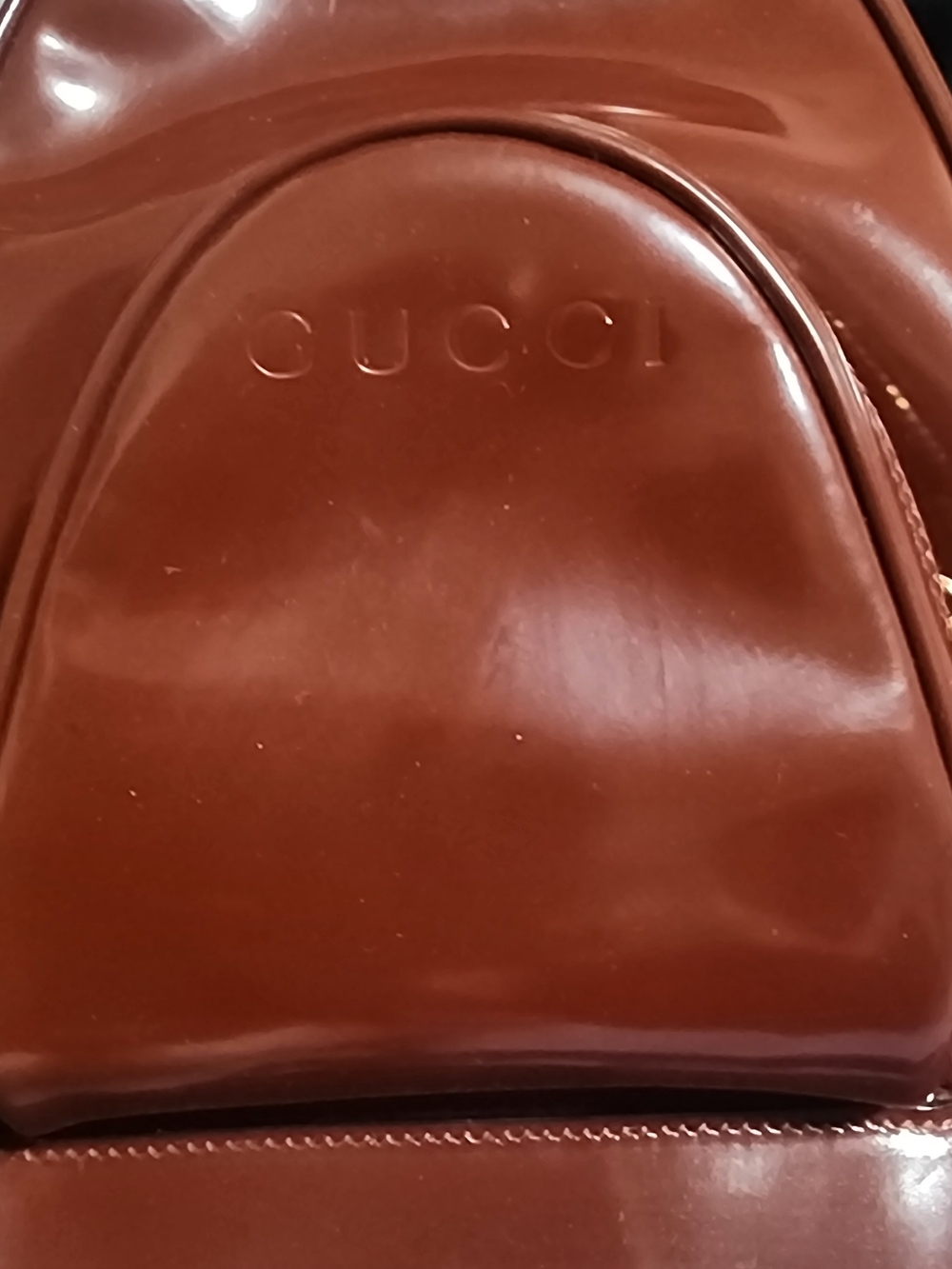 GUCCI Brown Leather Backpack with Gold Hardware - Picture 2 of 12